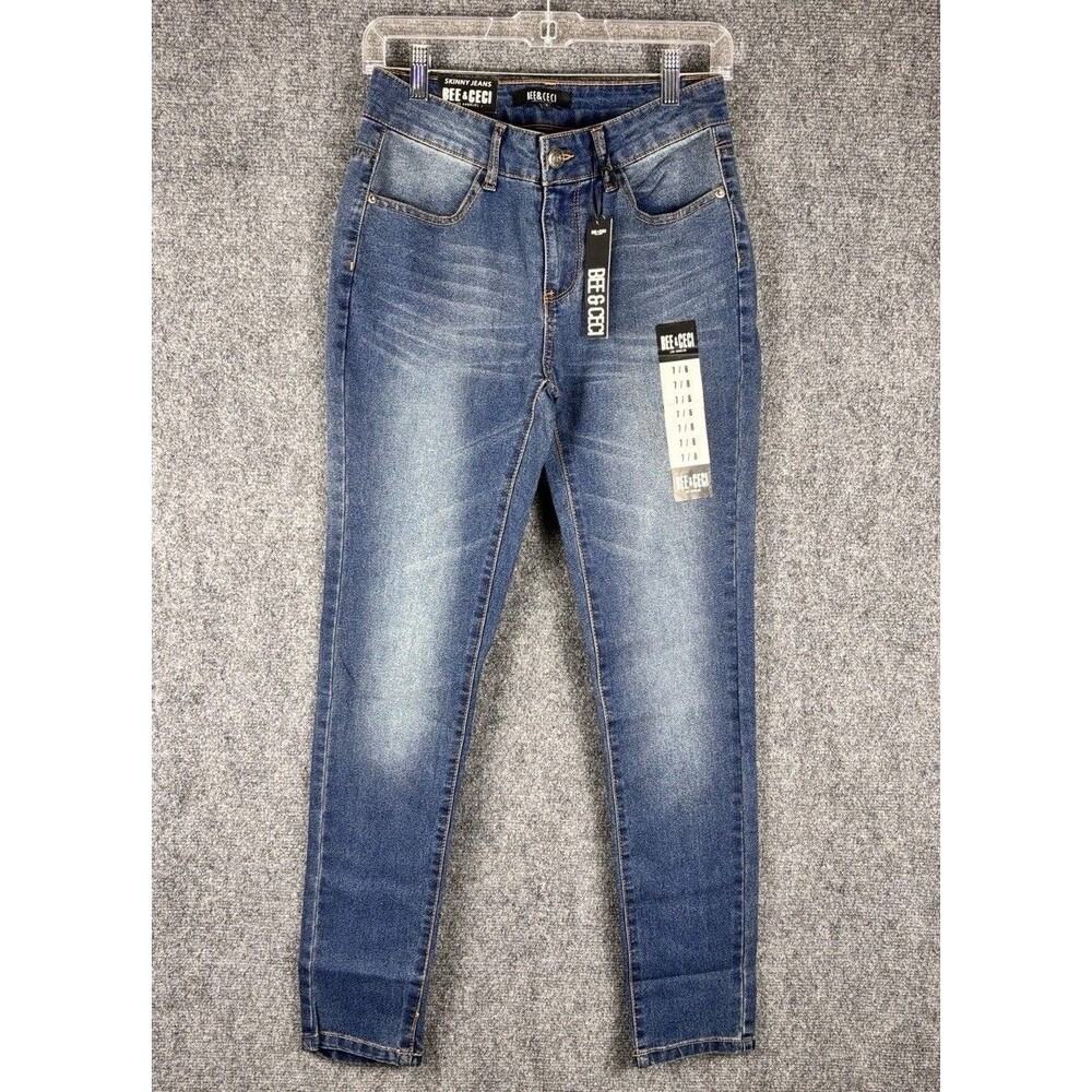 BEE & CECI Womens 7/8 Skinny Jeans Medium Wash Stretch Denim NWT